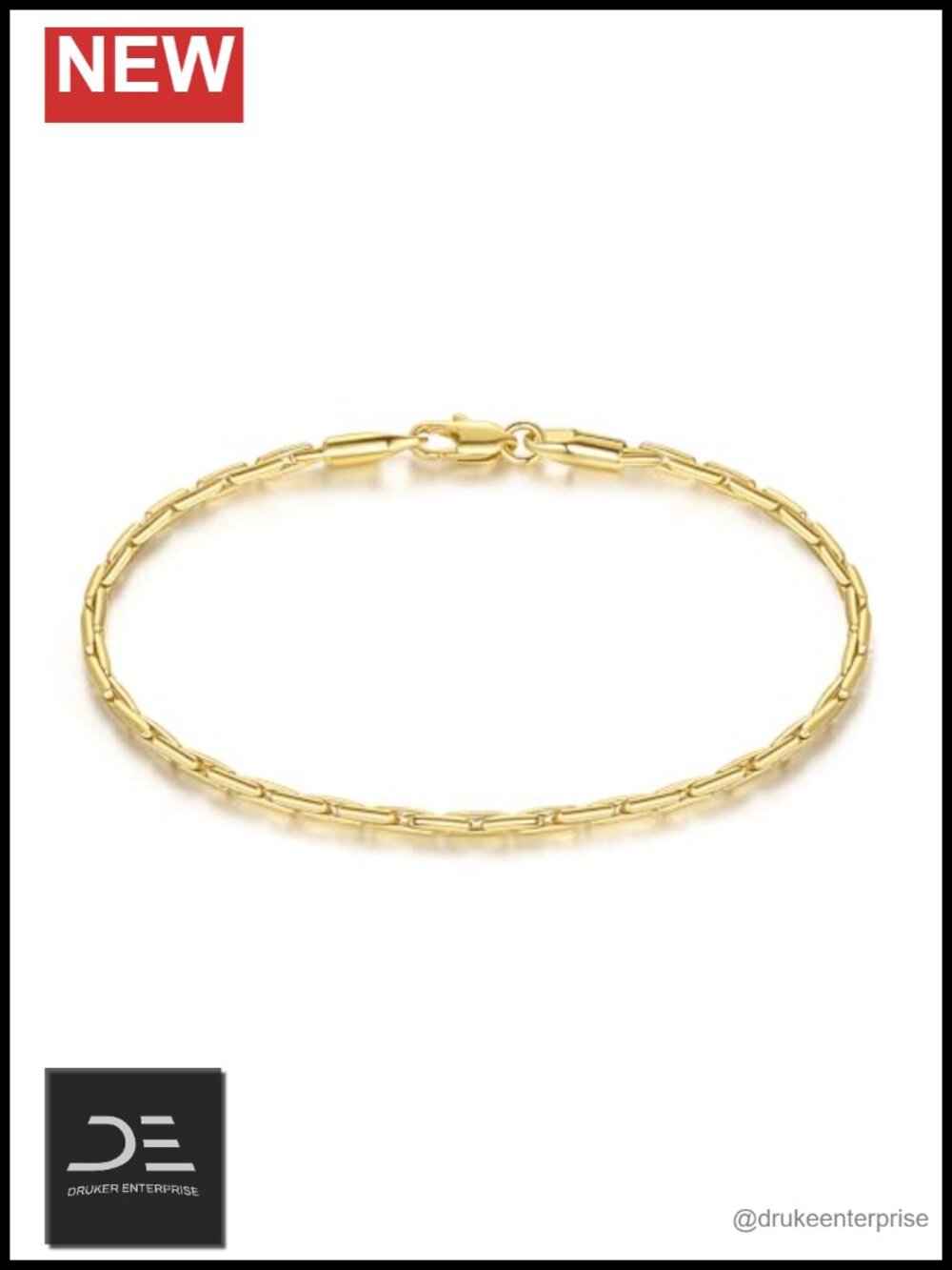 14K Gold Plated Link Chain Bracelet for Women Men Stackable Dainty